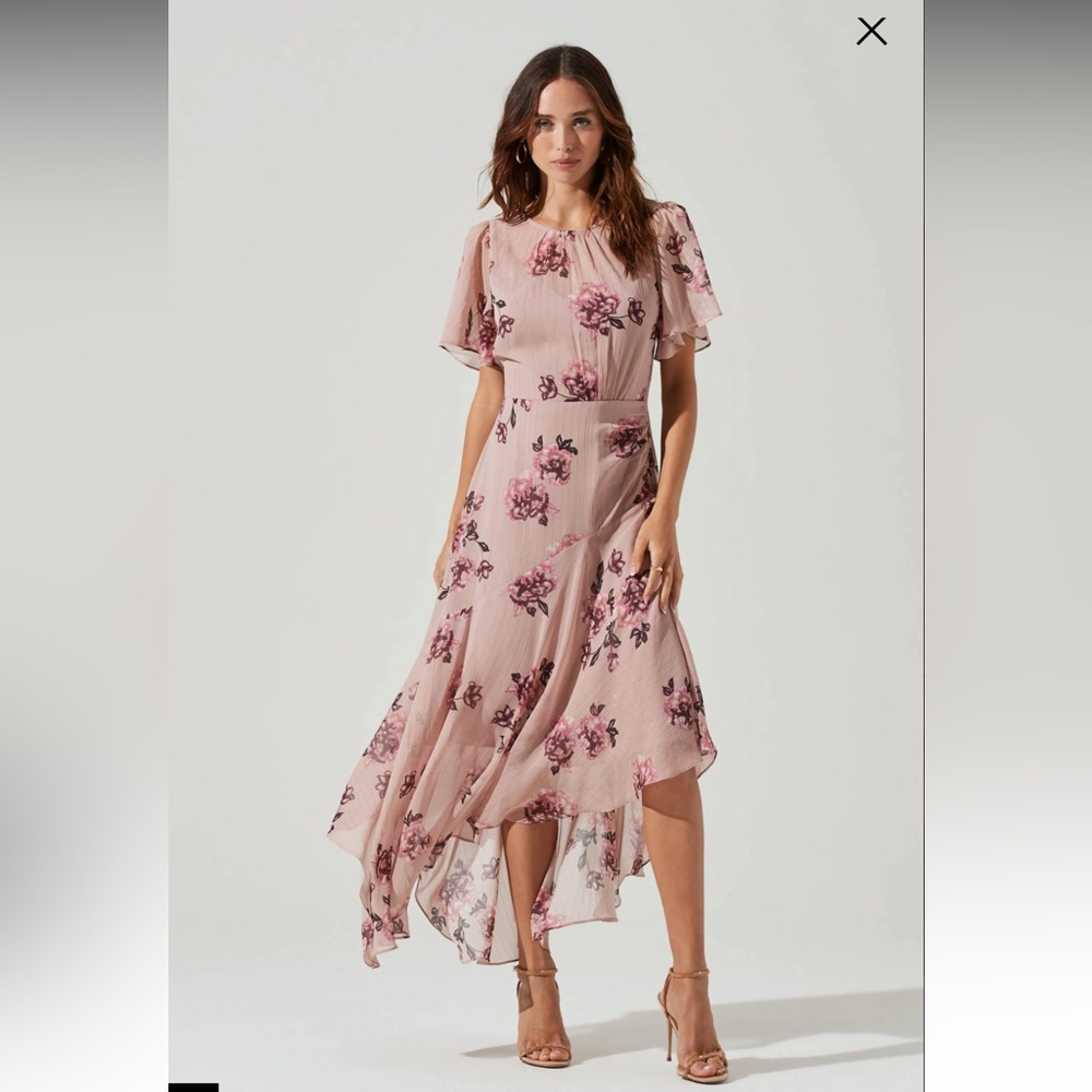 ASTR The Label Flutter Sleeve Midi Women’s Small Dress Dark Blush Pink